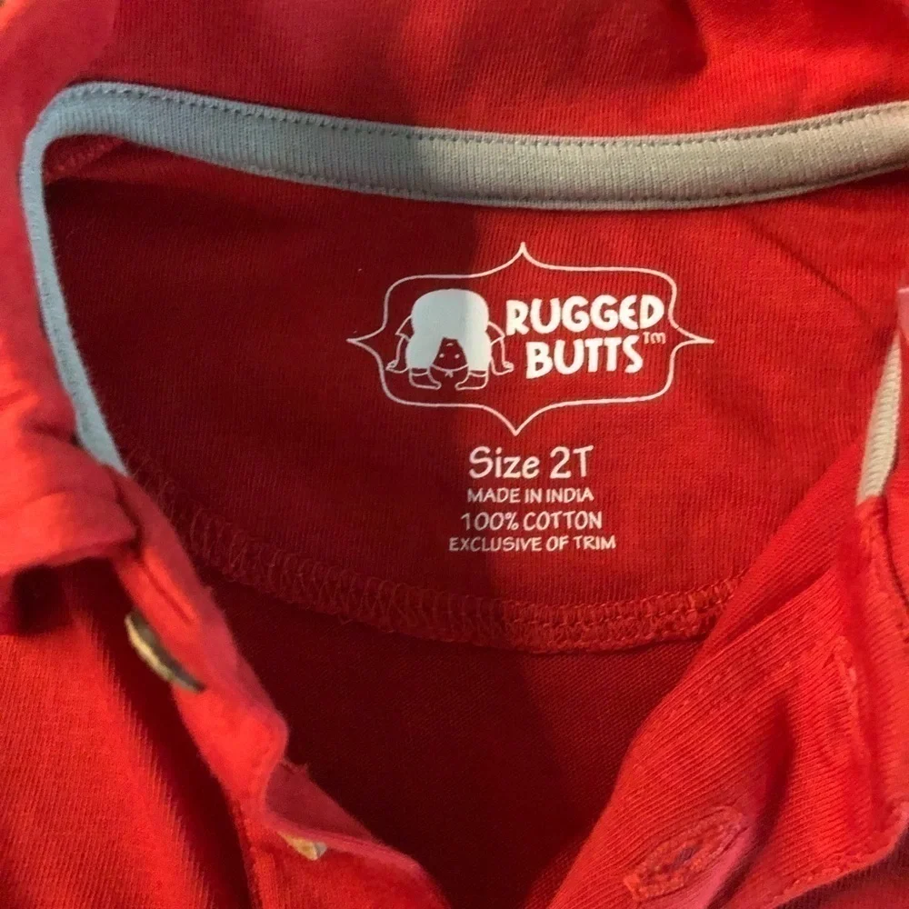 RUGGED BUTTS - BOYS RED LONG SLEEVE POLO SZ 2T